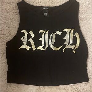 Forever 21 Black Tank with Gold Print
